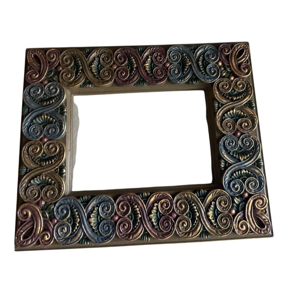 Vintage Ornate Rectangular Photo Frame With Intricate Swirl Design Home Decor